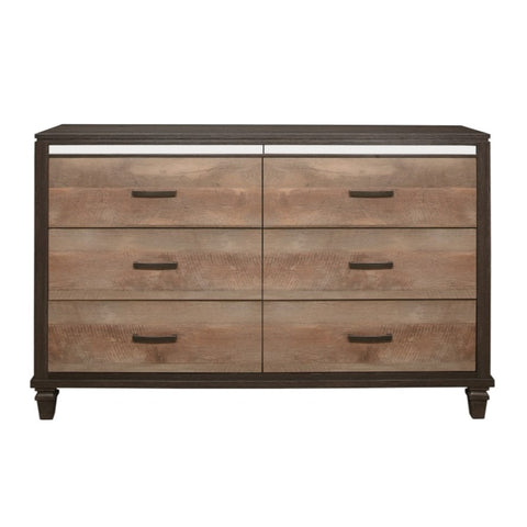 ZUN Modern Rustic Style 1pc Dresser of 6x Drawers 2-Tone Finish Wooden Bedroom Furniture B011P208175