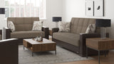 PrimeNest ZenAero Collection Upholstered Convertible Loveseat with Storage, Beige/Brown-PU Chenille B030P281764
