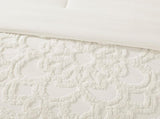 2 Piece Cotton Chenille Comforter Set Off-White Twin/Twin XL B03597155