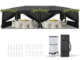 10'x20' Instant Pop Up Canopy Tent Black, 6 Panels 2 Doors 4 Mesh Windows, 28/22mm Powder Coated 43899525