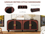 Vintage Arched Sideboard Cabinet with Gold Half-Moon Handle, MDF Storage Cabinet with Adjustable W688P389191