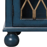 ZUN Antique Blue Console Table with Glass Doors B062P186428