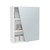 White Medicine Cabinet with Mirrored Door and Open Storage B062P323179