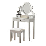 ZUN Moniys Wood Moniya Makeup Vanity Table and Stool Set, Silver T2574P163834