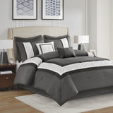 8 Piece Embroidered Comforter Set Dark Grey Cal King B035P266660