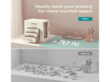 360&deg Rotating 5-Drawer Jewelry Box with Glass Window, White 16852629
