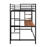 Twin Metal Loft Bed with Desk and Shelve,Black MF292491AAB