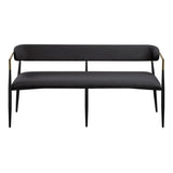 ZUN ACME Jaramillo Bench, Black Chenille & Black Finish DN02699A