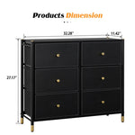 ZUN DrawerTall Dresser with 6 PU Leather Front Drawers, Storage Tower with Fabric Bins, Double W679123937