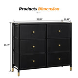 ZUN DrawerTall Dresser with 6 PU Leather Front Drawers, Storage Tower with Fabric Bins, Double W679123937