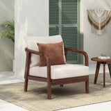 28" Outdoor Lounge Chair with Woven Backrest, Solid Wood Frame, Comfortable Cushions, and Curved N767P255015D