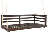 TOPMAX Country Patio Wooden Twin Size Swing Daybed Porch Swing Frame with 4pcs 96-inch Hemp Ropes N717P265856D