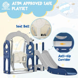 ZUN Toddler Slide and Swing Set 5 in 1, Kids Playground Climber Slide Playset with Telescope, 75413266