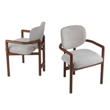 Dining Chairs Set of 2 Upholstered Arm Chairs, Rubber Wood Accent Chairs Beige Fabric Seating, 300 N779P233060B