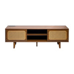 ZUN Mid Century Modern Rattan TV Stand for 55/60/65 inch TV , Entertainment Cabinet, Media Console for W2977P224349