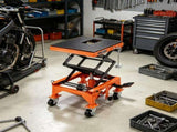 Hydraulic Motorcycle Lift Table, 4 Wheels Foot-Operated Jack Stand with J-hooks, for ATV, Dirt Bikes 10292173