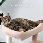 ZUN Wood Cat Tree Cat Tower With Double Condos Spacious Perch Sisal Scratching Post And Replaceable 49271790