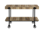 ZUN Industrial Style 1pc Sofa Table Natural Tone Slat Design Console Table Open Bottom Shelf Living Room B011P214571