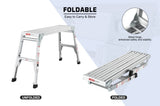 Aluminum Work Platform Large Size Step Stool Folding Portable Work Bench 40" Width Telescopic Feet W2529P185532