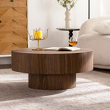 Round Wood 30.51 inch Coffee table for Living Room Table Walnut Suitable for Bedroom, Living Room, W3081P315307