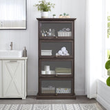 Glass display cabinet 4 Tier Glass Display Cabinet Storage Curio Cabinet with Flip up Glass Doors, W2275P206601