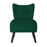 ZUN Unique Style Green Velvet Covering Accent Chair Button-Tufted Back Brown Finish Wood Legs Modern B01143824