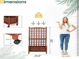 Wooden Planter with Trellis, 50" Tall Elevated Garden Bed Outdoor with Wheels, Freestanding Planter 20784012