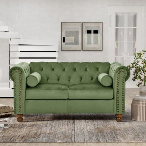 ZUN PHOYAL Large LOVE SEAT, Velvet Sofa TWO-seat Sofa Classic Tufted Chesterfield Settee Sofa Modern 2 W1708141952