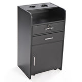 Salon Styling Station with 2 Drawers, 2 Hair Dryer Holders and 1 Cabinet, Black W2181P155877