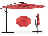 10FT Offset Hanging Patio Umbrella Outdoor with Push Button Tilt & Self-Locking, Polyester Shade, 8 95615093