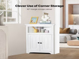 32" Corner Utility Cabinet, Tri-Level Compact Storage Unit with Dual Wooden Doors & Flexible 52202071