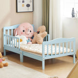 Single-layer vertical board with side guardrails, blue, 135*75*62.5cm, pine, children's wooden bed 60704776