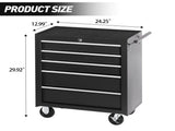 5-Drawer Rolling Tool Chest w/Lock & Key, Tool Storage Cabinet with Wheels, Top Cushion & Drawer 34794429