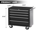 5-Drawer Rolling Tool Chest w/Lock & Key, Tool Storage Cabinet with Wheels, Top Cushion & Drawer W2660P217921