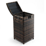 Wicker Patio Trash Bin, 33 Gallon Rattan Trash Can with Lid for Porch Backyard Deck Patio Poolside, 78050334