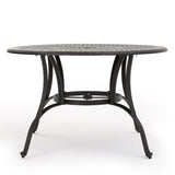 ZUN Outdoor Cast Aluminum Circular Dining Table, Bronze 59159.00