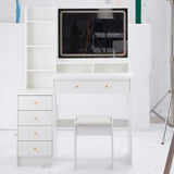 41" Large Size Left Bedside Cabinet Vanity TableCushioned Stool, Extra Large Touch Control LED W3258P296779