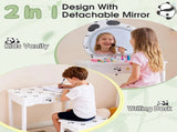 Black and white panda MDF painted finish, solid wood legs, 1-drawer children's dressing table set, 19880855