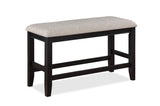 Farmhouse Style 1pc Black Light Gray Counter Height Bench Footrest Upholstered Seat Wooden Furniture B011P149003