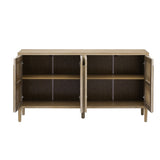 U_Style 59.8" 4-Door Sideboard,Hidden Handle,Distinctive Solid Ash Veneer Buffet with Storage, N711P290714O