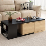 ZUN ON-TREND 47.2''-57''W Extendable Coffee Table 2 Storage Drawers, Dual-tone Wood Center Table WF531670AAB