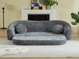 86-inch Curved Convertible Sofa Recliner, 2-in-1 Frameless Folding Sofa Bed with Pull-Out Base and W3505P452818