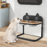 Pet Feeder with 2 Stainless Steel BowlsAdjustable Height for Cats and Small and Medium Dogs 29170036