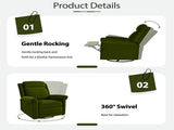 360&deg Swivel Recliner Manual Rocking Recliner Home Theater Manual Recliner Chair Nursery Rocker N763P202666E