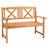 ZUN 117*61*90cm Outdoor Garden Fir X Back Wooden Bench Burlywood 60494295