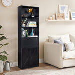 ZUN FCH 3-Layer 1 Drawer 2 Doors Double Z Shape Melamine Board 60*23.5*180cm Display Cabinet Black 55368679