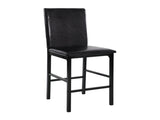Metal Frame Counter Height Chairs Set of 4 Brown Faux Leather Seat Black Metal Finish Dining Chairs B01146335