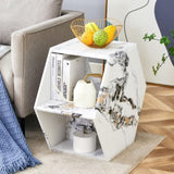 Hexagonal MDF coffee table, characteristic pattern stickers, multi-hole design to give more storage W1151P200320