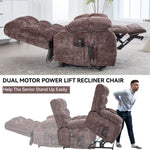 ZUN Lift Recliner Chair Heat Massage Dual Motor Infinite Position Up to 350 LBS Large Electric Power W1803P206832