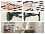 3-Tier Stackable Reversible Shoe Rack Organizer, Black Steel & Plastic, Tiered Shoe Rack Shelf, 13134429